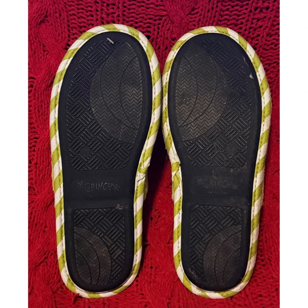 Dr. Seuss The Grinch Sunglasses Plush Slippers Mens 9-10 Green Novelty Shoes